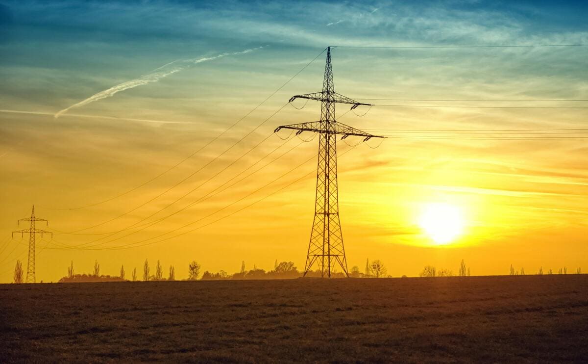 electric tower and sunset